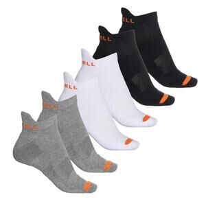 NEW Merrell Men Cushioned Low Cut Tab Socks 6 Pairs Breathable Black Gray White